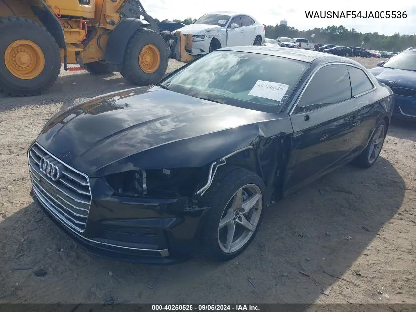 WAUSNAF54JA005536 2018 Audi A5 Premium S Line