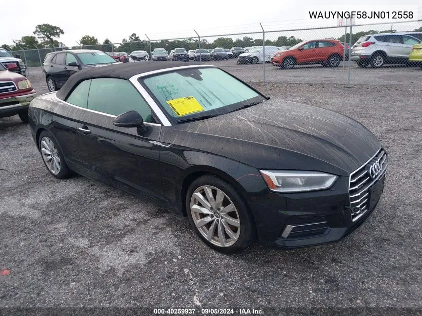 WAUYNGF58JN012558 2018 Audi A5 Premium Plus