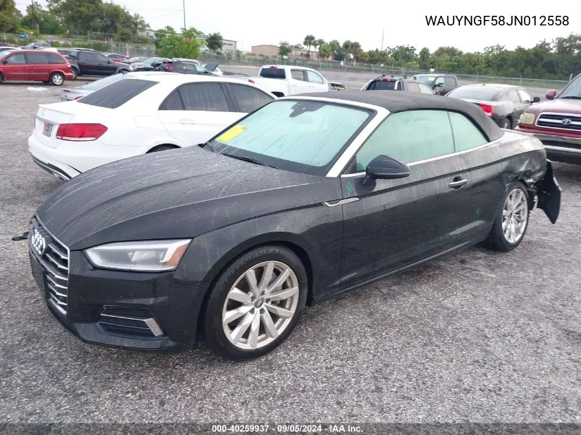 WAUYNGF58JN012558 2018 Audi A5 Premium Plus