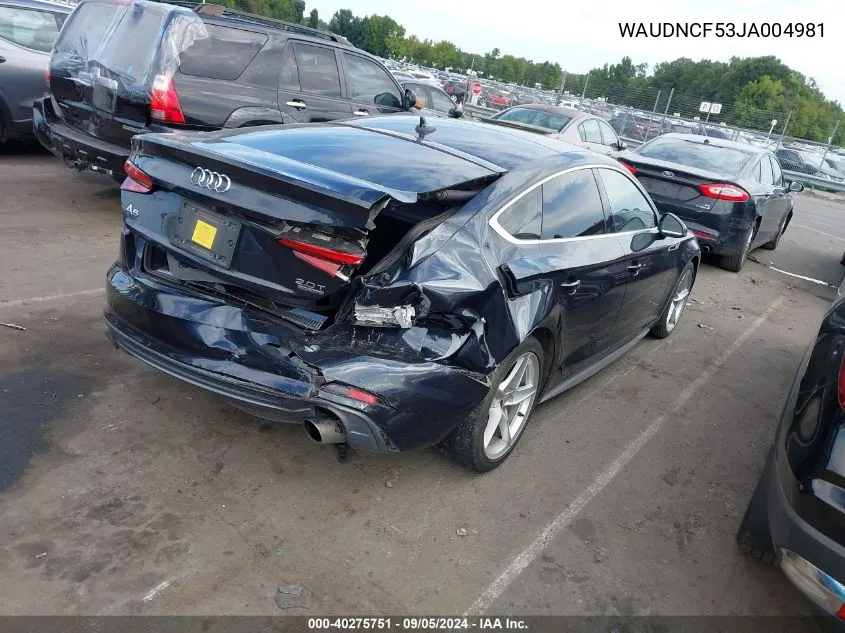 WAUDNCF53JA004981 2018 Audi A5 Premium S Line