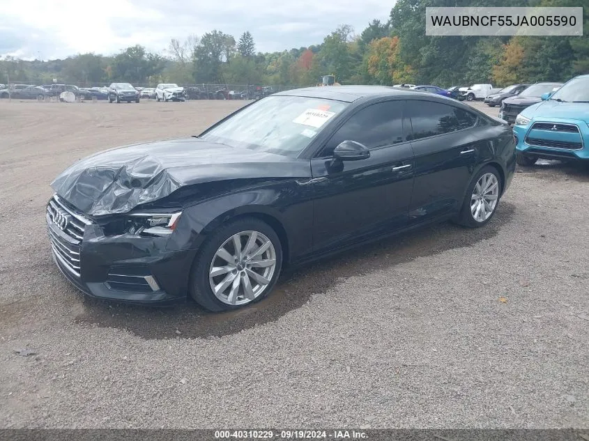 2018 Audi A5 2.0T Premium VIN: WAUBNCF55JA005590 Lot: 40310229