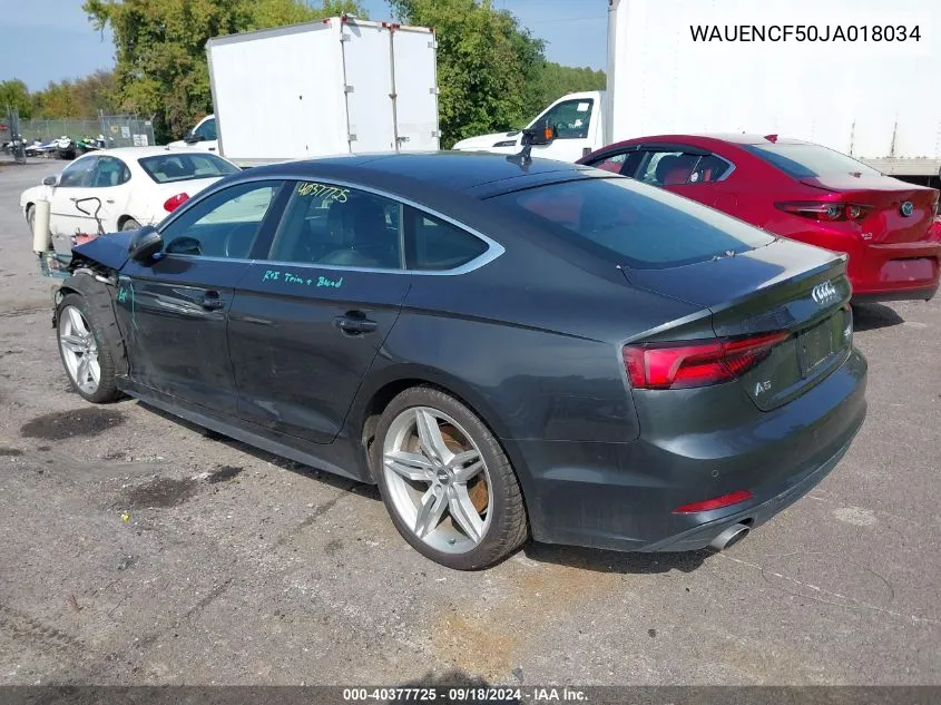 2018 Audi A5 2.0T Premium VIN: WAUENCF50JA018034 Lot: 40377725