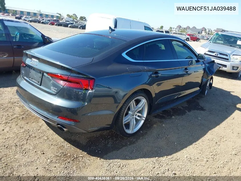 2018 Audi A5 2.0T Premium VIN: WAUENCF51JA039488 Lot: 40438361