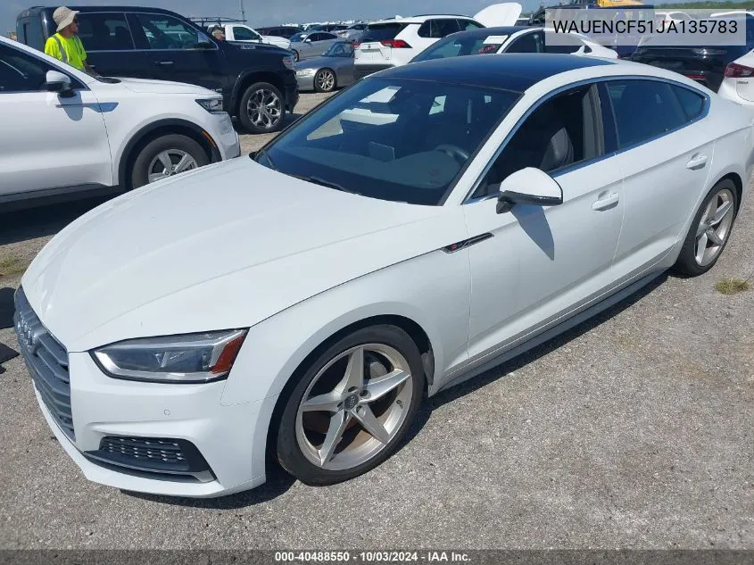 2018 Audi A5 2.0T Premium VIN: WAUENCF51JA135783 Lot: 40488550