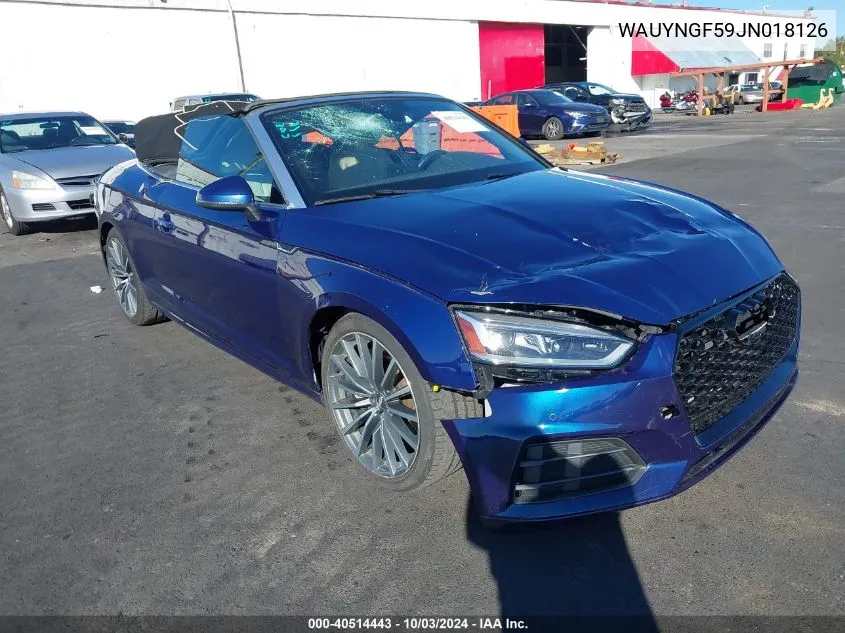 2018 Audi A5 2.0T Premium VIN: WAUYNGF59JN018126 Lot: 40514443