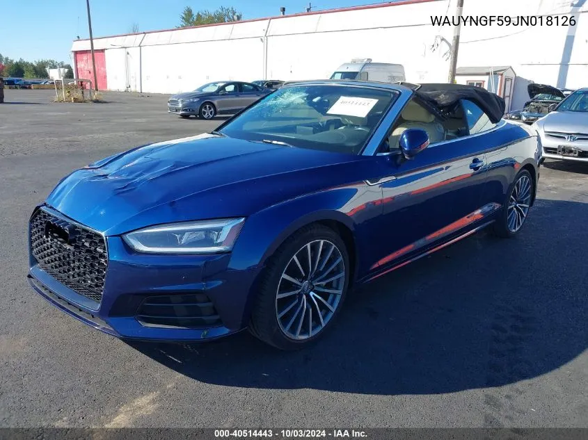 2018 Audi A5 2.0T Premium VIN: WAUYNGF59JN018126 Lot: 40514443