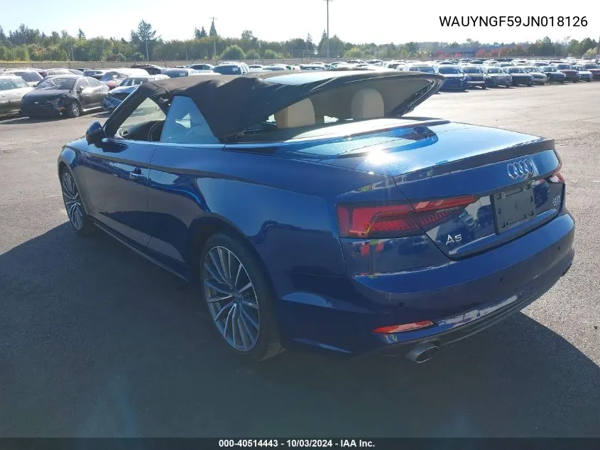 2018 Audi A5 2.0T Premium VIN: WAUYNGF59JN018126 Lot: 40514443