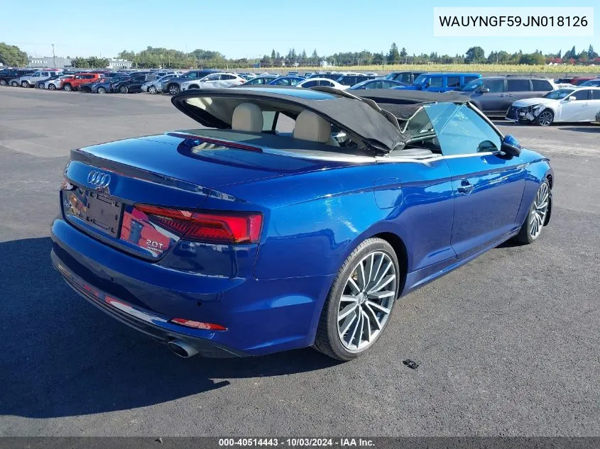 2018 Audi A5 2.0T Premium VIN: WAUYNGF59JN018126 Lot: 40514443