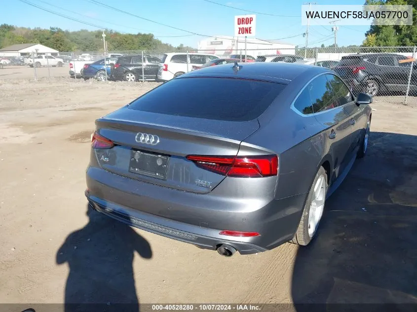 2018 Audi A5 2.0T Premium VIN: WAUENCF58JA057700 Lot: 40528280