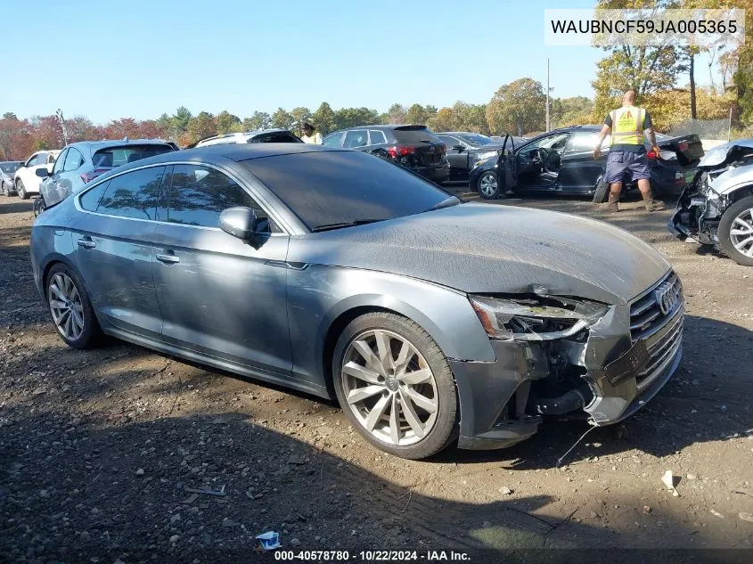 2018 Audi A5 2.0T Premium VIN: WAUBNCF59JA005365 Lot: 40578780