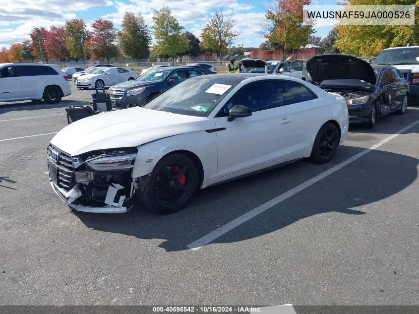 2018 Audi A5 2.0T Premium VIN: WAUSNAF59JA000526 Lot: 40595542