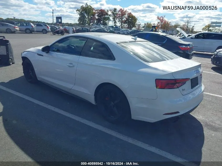 2018 Audi A5 2.0T Premium VIN: WAUSNAF59JA000526 Lot: 40595542