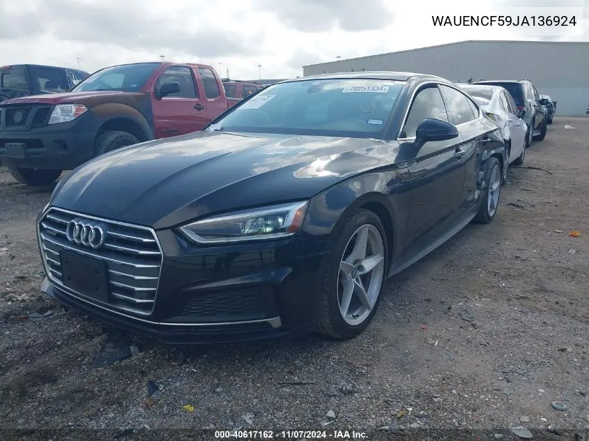 2018 Audi A5 2.0T Premium VIN: WAUENCF59JA136924 Lot: 40617162