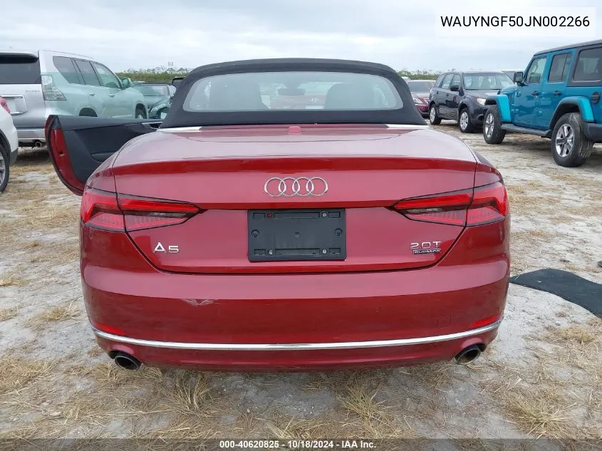 2018 Audi A5 2.0T Premium VIN: WAUYNGF50JN002266 Lot: 40620825