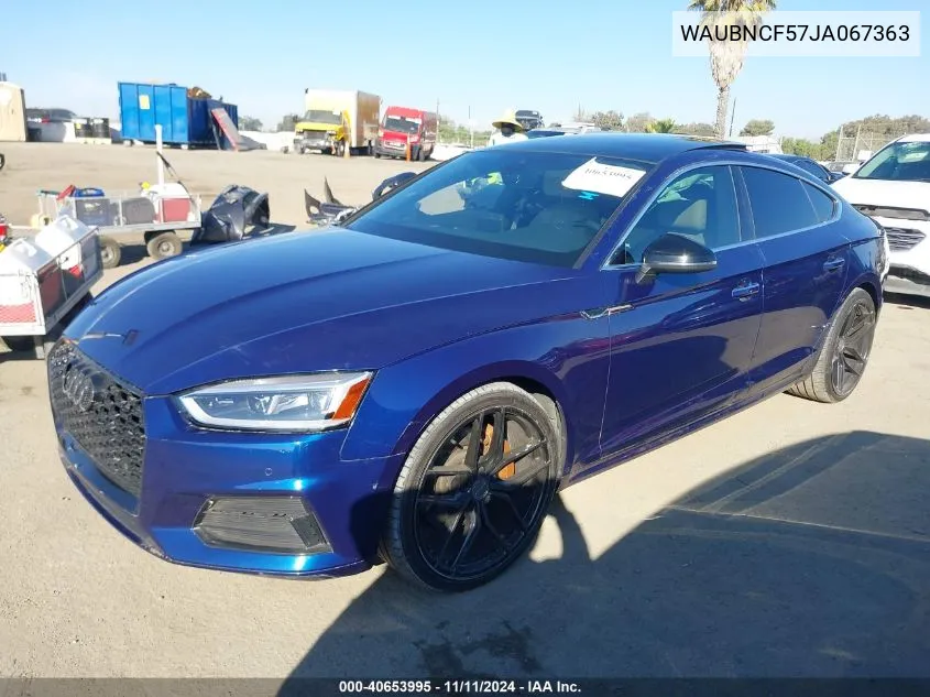 2018 Audi A5 2.0T Premium VIN: WAUBNCF57JA067363 Lot: 40653995