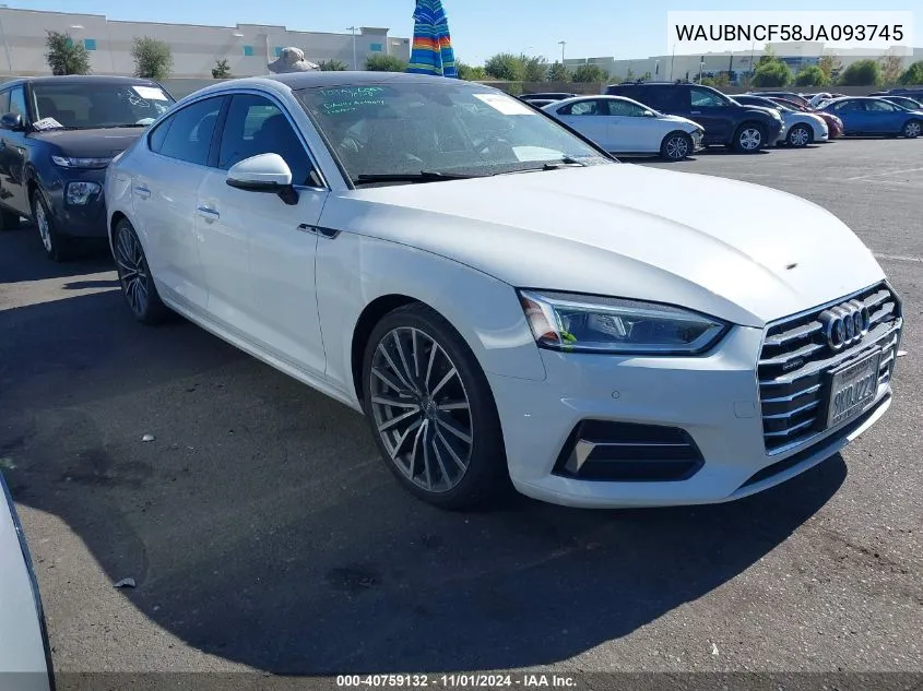 2018 Audi A5 2.0T Premium VIN: WAUBNCF58JA093745 Lot: 40759132