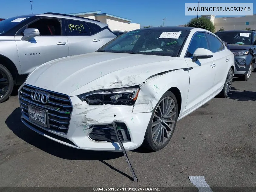 2018 Audi A5 2.0T Premium VIN: WAUBNCF58JA093745 Lot: 40759132