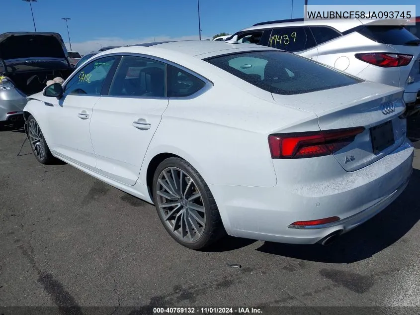 2018 Audi A5 2.0T Premium VIN: WAUBNCF58JA093745 Lot: 40759132