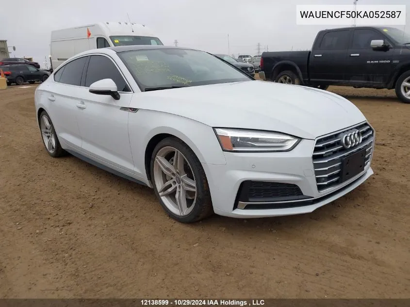 2019 Audi A5 Sportback VIN: WAUENCF50KA052587 Lot: 12138599