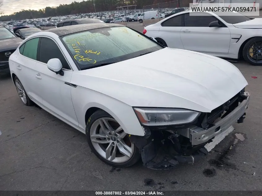 2019 Audi A5 45 Premium VIN: WAUANCF57KA059471 Lot: 38887802