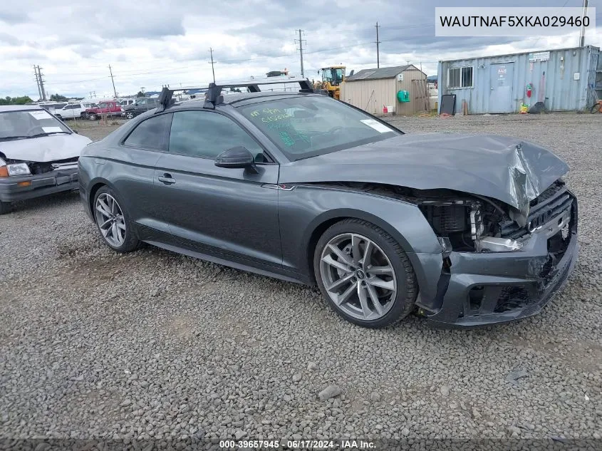 2019 Audi A5 45 Premium VIN: WAUTNAF5XKA029460 Lot: 39657945