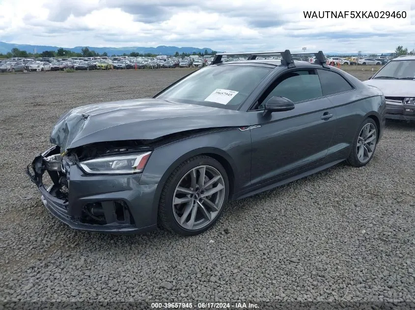 2019 Audi A5 45 Premium VIN: WAUTNAF5XKA029460 Lot: 39657945