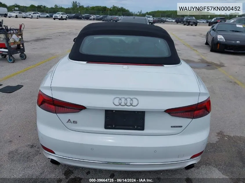 2019 Audi A5 45 Premium VIN: WAUYNGF57KN000452 Lot: 39664725