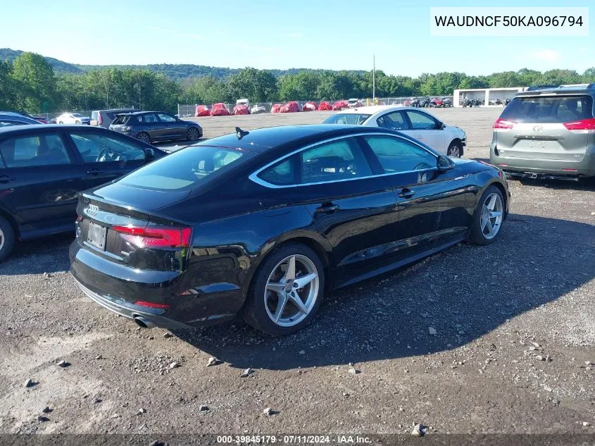 2019 Audi A5 45 Premium VIN: WAUDNCF50KA096794 Lot: 39845179