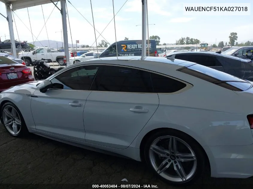 WAUENCF51KA027018 2019 Audi A5 45 Premium