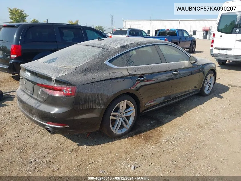 2019 Audi A5 Premium Plus VIN: WAUBNCF57KA090207 Lot: 40275318