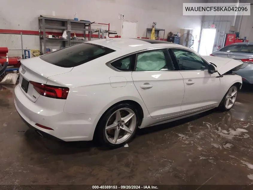 2019 Audi A5 45 Premium VIN: WAUENCF58KA042096 Lot: 40389153