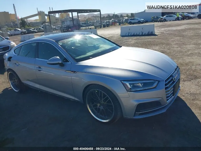 2019 Audi A5 45 Premium VIN: WAUDNCF51KA020808 Lot: 40406458