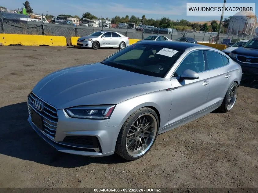 2019 Audi A5 45 Premium VIN: WAUDNCF51KA020808 Lot: 40406458