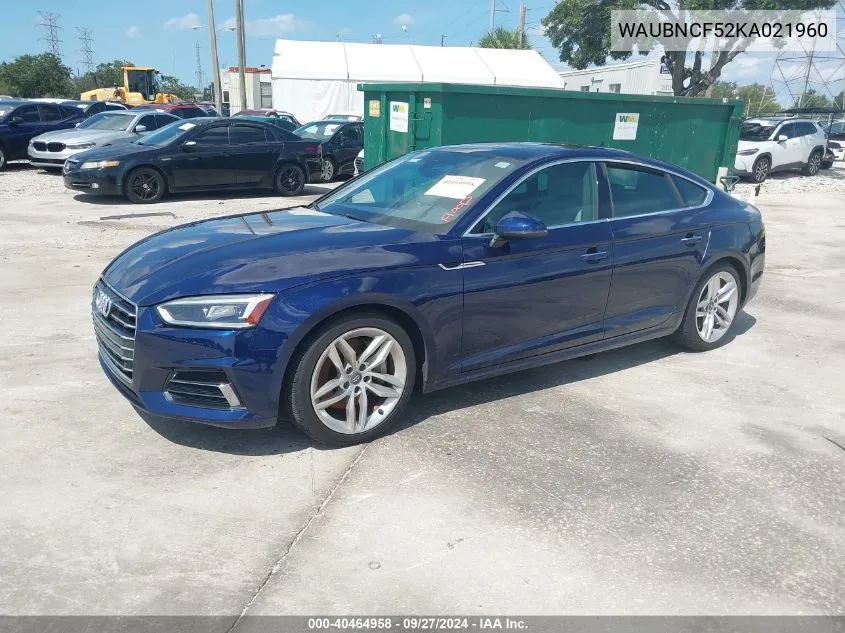 WAUBNCF52KA021960 2019 Audi A5 45 Premium