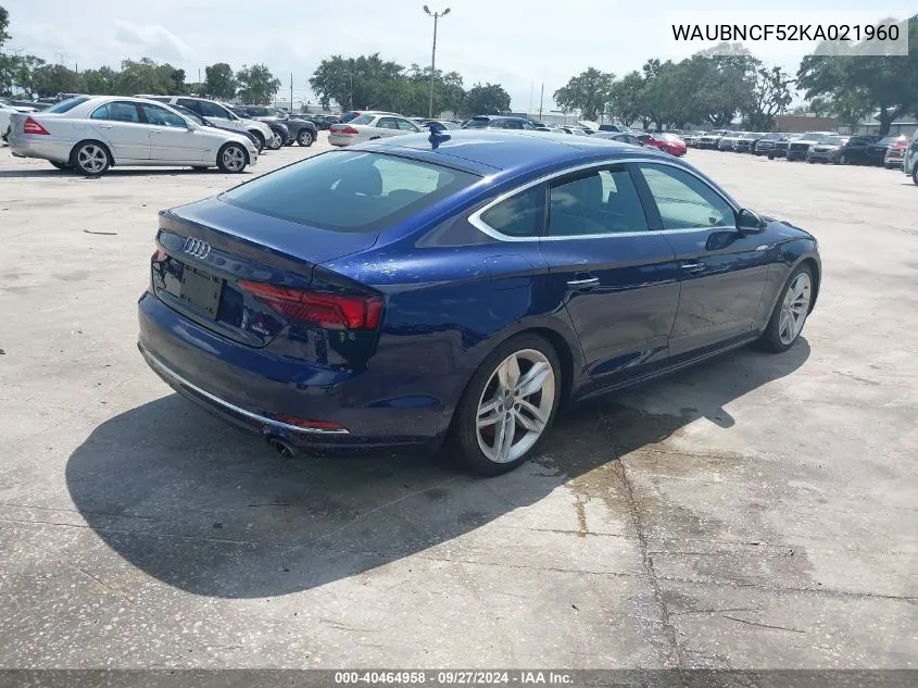 2019 Audi A5 45 Premium VIN: WAUBNCF52KA021960 Lot: 40464958