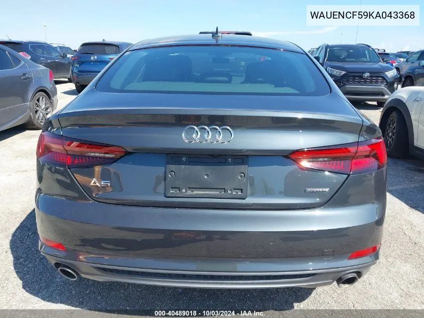 2019 Audi A5 45 Premium VIN: WAUENCF59KA043368 Lot: 40489018