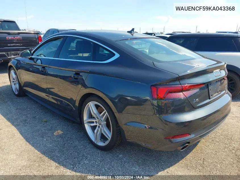 2019 Audi A5 45 Premium VIN: WAUENCF59KA043368 Lot: 40489018