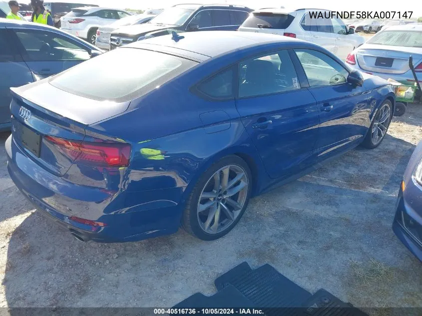 2019 Audi A5 Prestige S-Line VIN: WAUFNDF58KA007147 Lot: 40516736