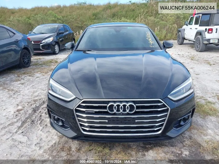 2019 Audi A5 45 Premium VIN: WAUCNCF55KA006244 Lot: 40601602