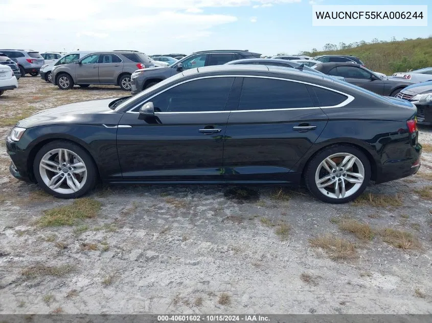 2019 Audi A5 45 Premium VIN: WAUCNCF55KA006244 Lot: 40601602