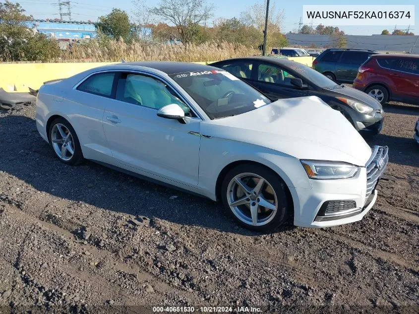 2019 Audi A5 45 Premium VIN: WAUSNAF52KA016374 Lot: 40651530