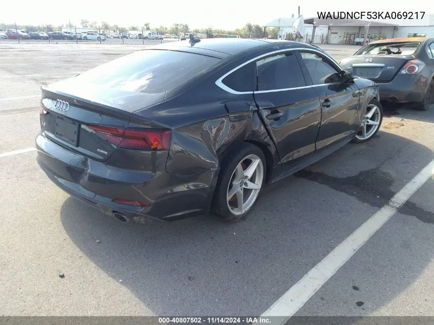 2019 Audi A5 45 Premium VIN: WAUDNCF53KA069217 Lot: 40807502