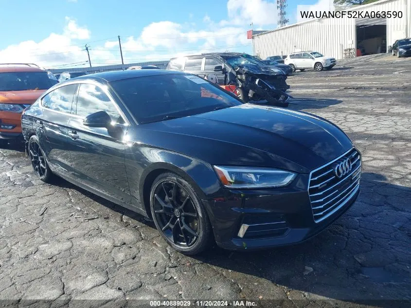 2019 Audi A5 45 Premium VIN: WAUANCF52KA063590 Lot: 40889029