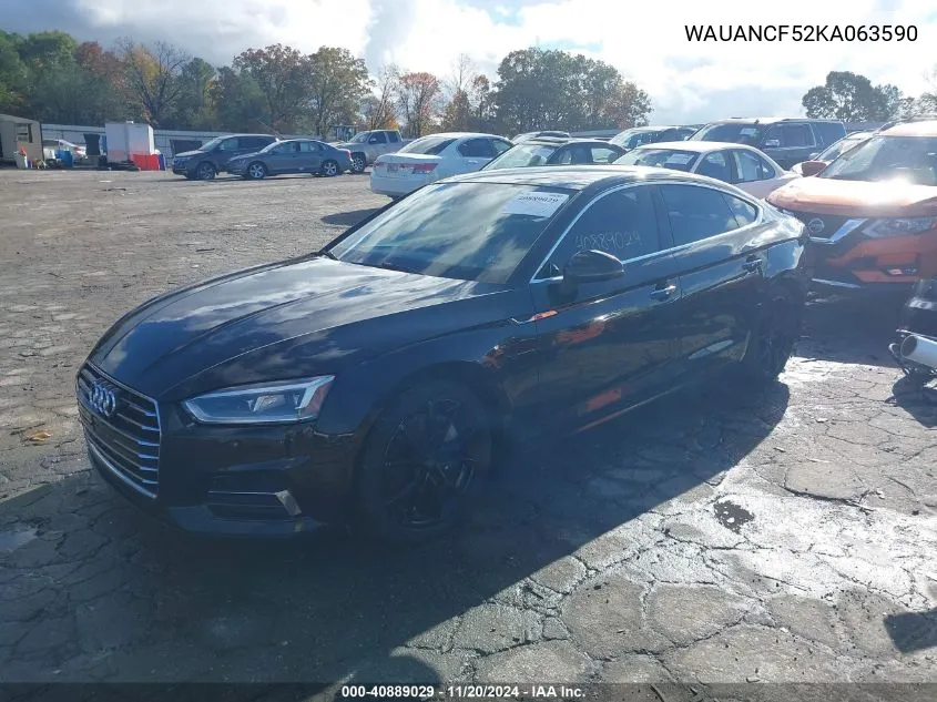 2019 Audi A5 45 Premium VIN: WAUANCF52KA063590 Lot: 40889029