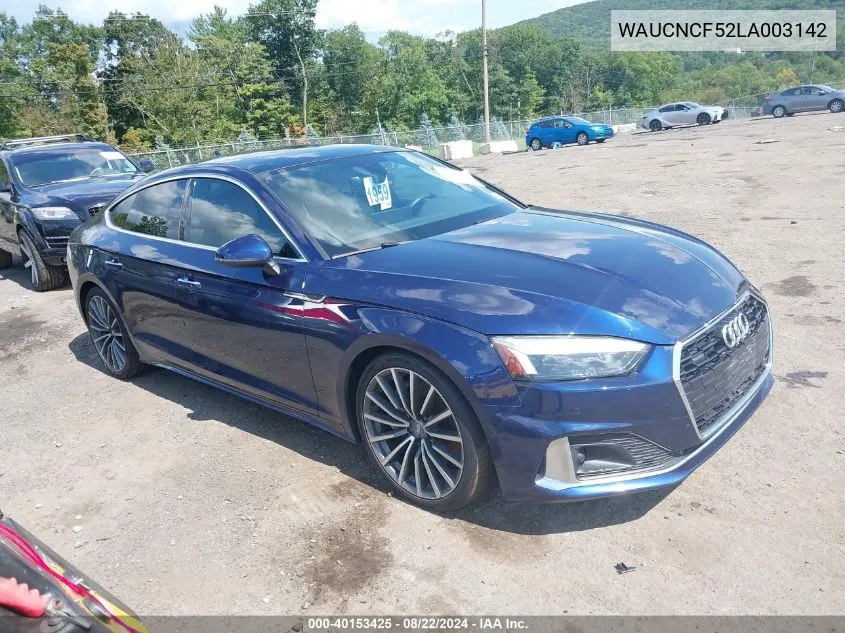 2020 Audi A5 Sportback Premium Plus 45 Tfsi Quattro S Tronic VIN: WAUCNCF52LA003142 Lot: 40153425