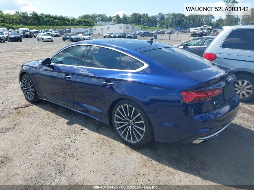 WAUCNCF52LA003142 2020 Audi A5 Sportback Premium Plus 45 Tfsi Quattro S Tronic