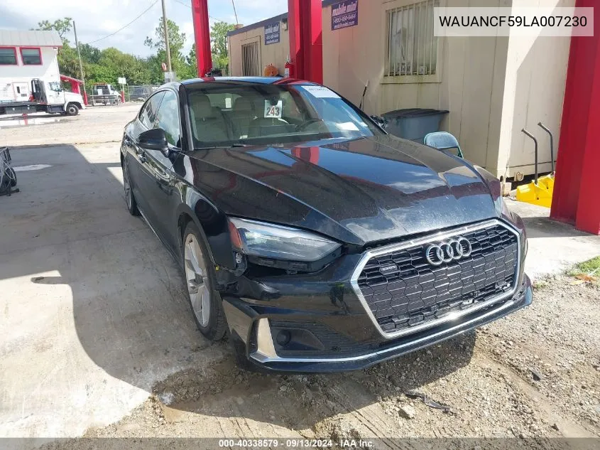 2020 Audi A5 Sportback Premium 45 Tfsi Quattro S Tronic VIN: WAUANCF59LA007230 Lot: 40338579