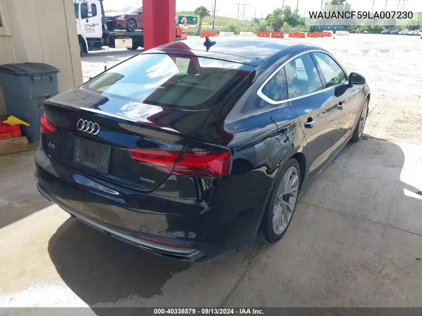 2020 Audi A5 Sportback Premium 45 Tfsi Quattro S Tronic VIN: WAUANCF59LA007230 Lot: 40338579