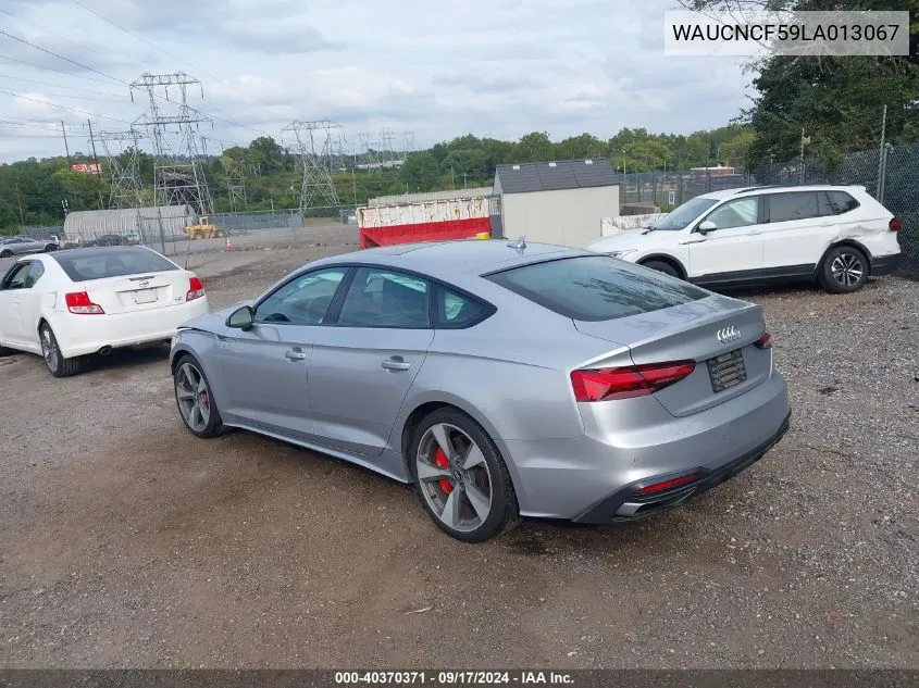 2020 Audi A5 Sportback Premium Plus 45 Tfsi Quattro S Tronic VIN: WAUCNCF59LA013067 Lot: 40370371