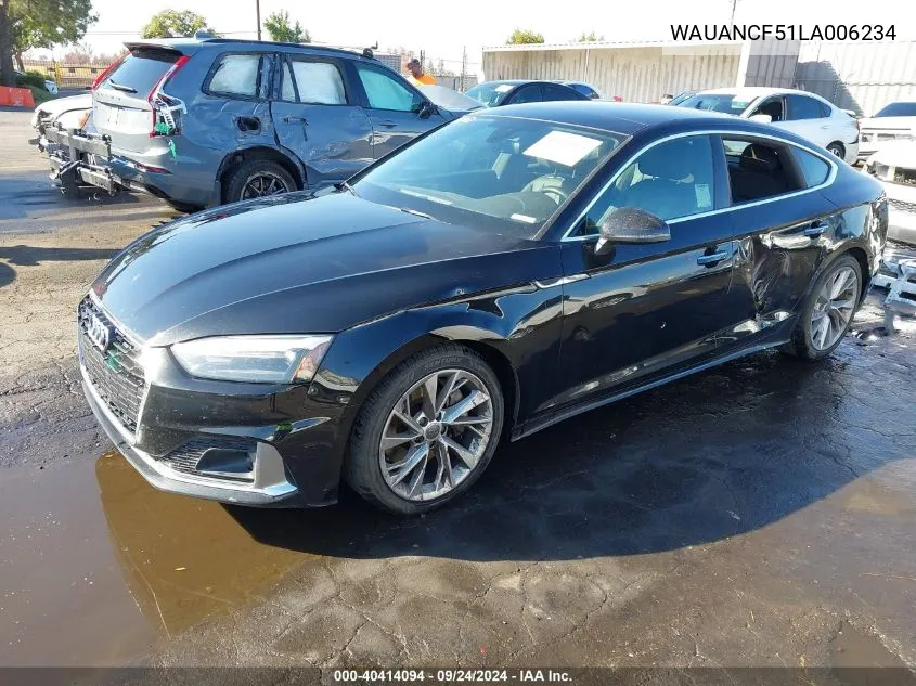 2020 Audi A5 Premium VIN: WAUANCF51LA006234 Lot: 40414094